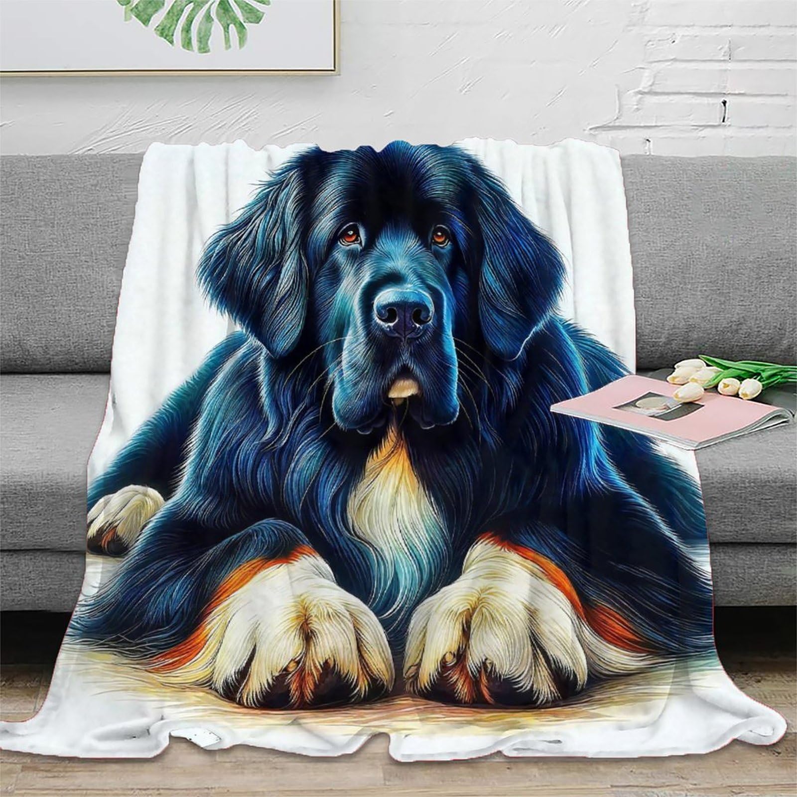 Couverture de lit en microfibre 3D au motif chien mignon avec finitions soignées premium