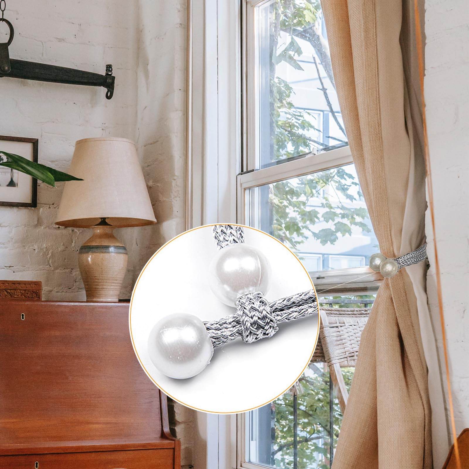 4x Magnetische Vorhanghalter In Beige - Ohne Bohren, Super Praktisch Für Alle Räume