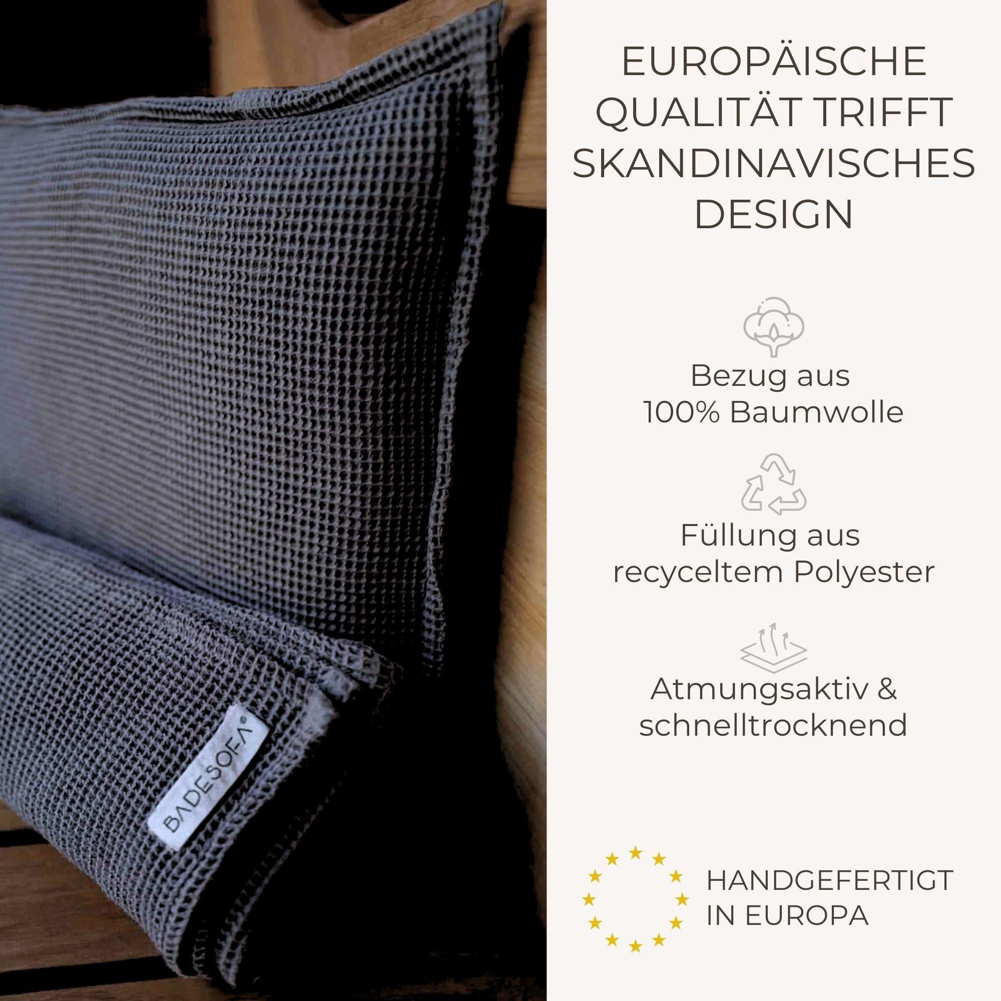 SAUNASOFA Sauna Set - Kissen 40x50 cm & Handtuch 100x200 cm aus Baumwolle - Waschbar & hitzebeständig - Wellness Zubehör für Sauna & Infrarotkabine - Geschenk-Idee für Saunagänger in Anthrazit