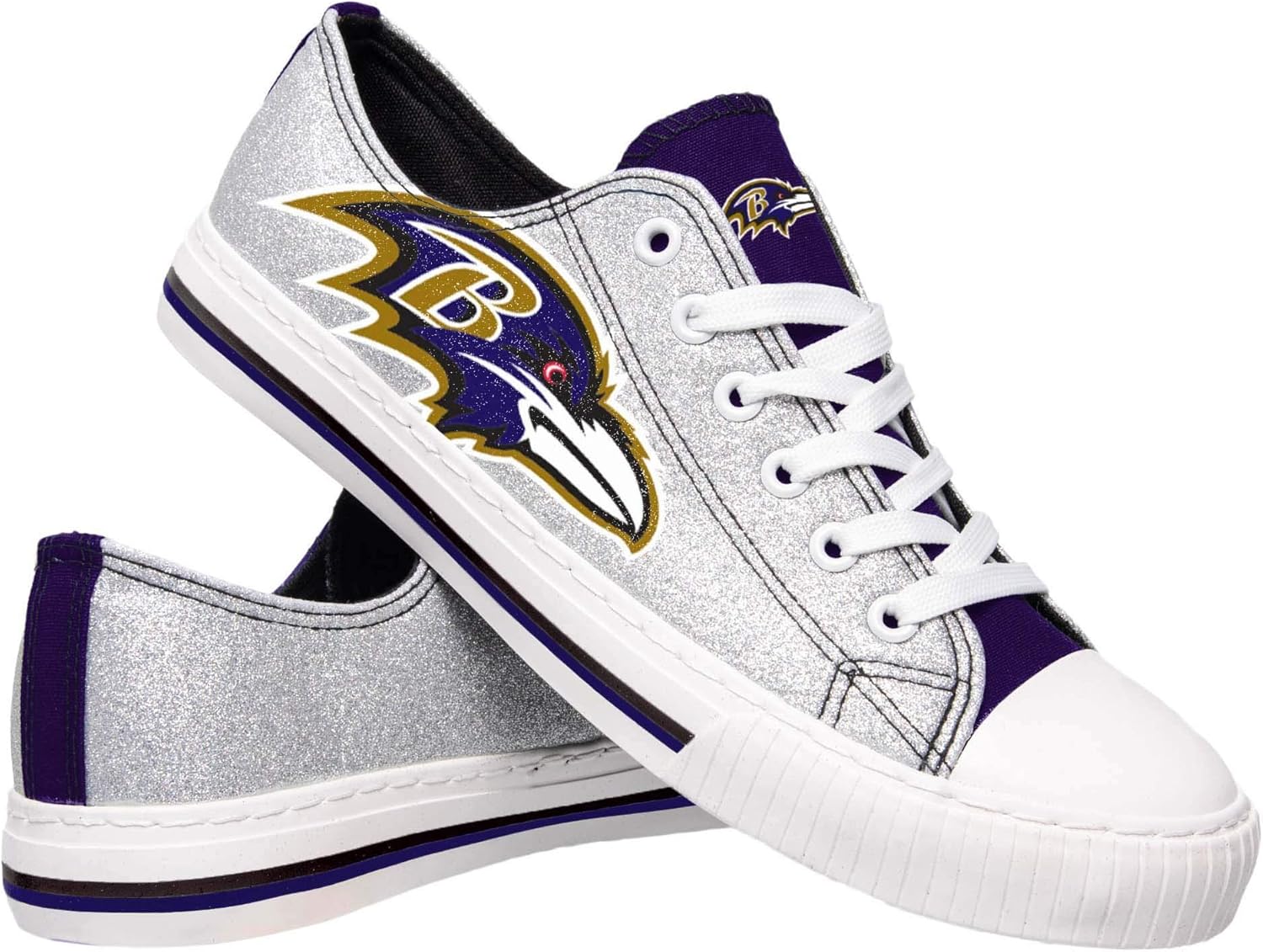 FOCO Women's NFL Team Logo Ladies Fashion Glitter Low Top Canvas Sneakers Shoes Dallas Cowboys Shoes-10/XXL