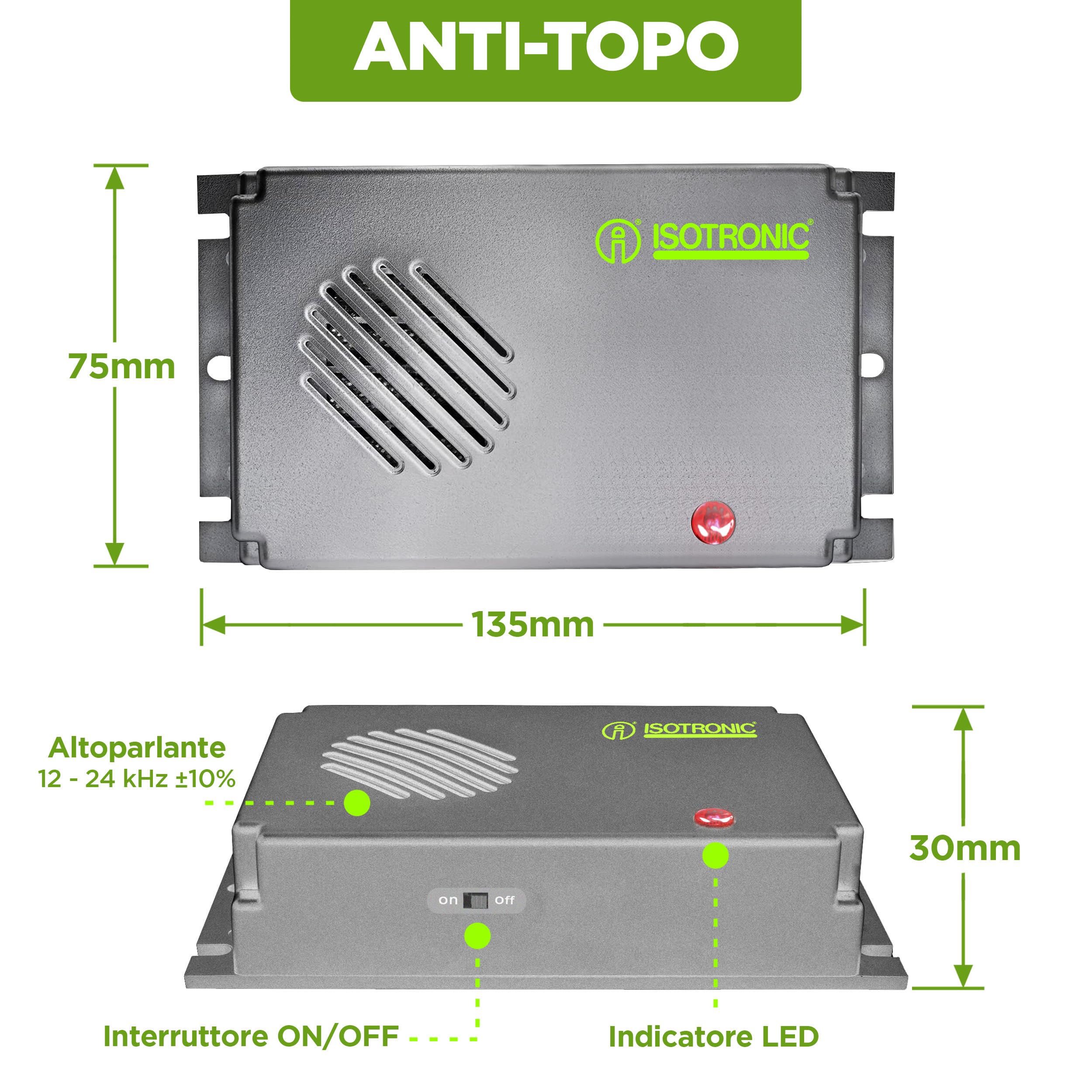 ISOTRONIC repellente topi ultrasuoni ratti disinfestante interni luce orientamento inclusa deterrente senza veleno trappola portata 30m² 3 unità efficace casa soffitta garage protezione difesa stop