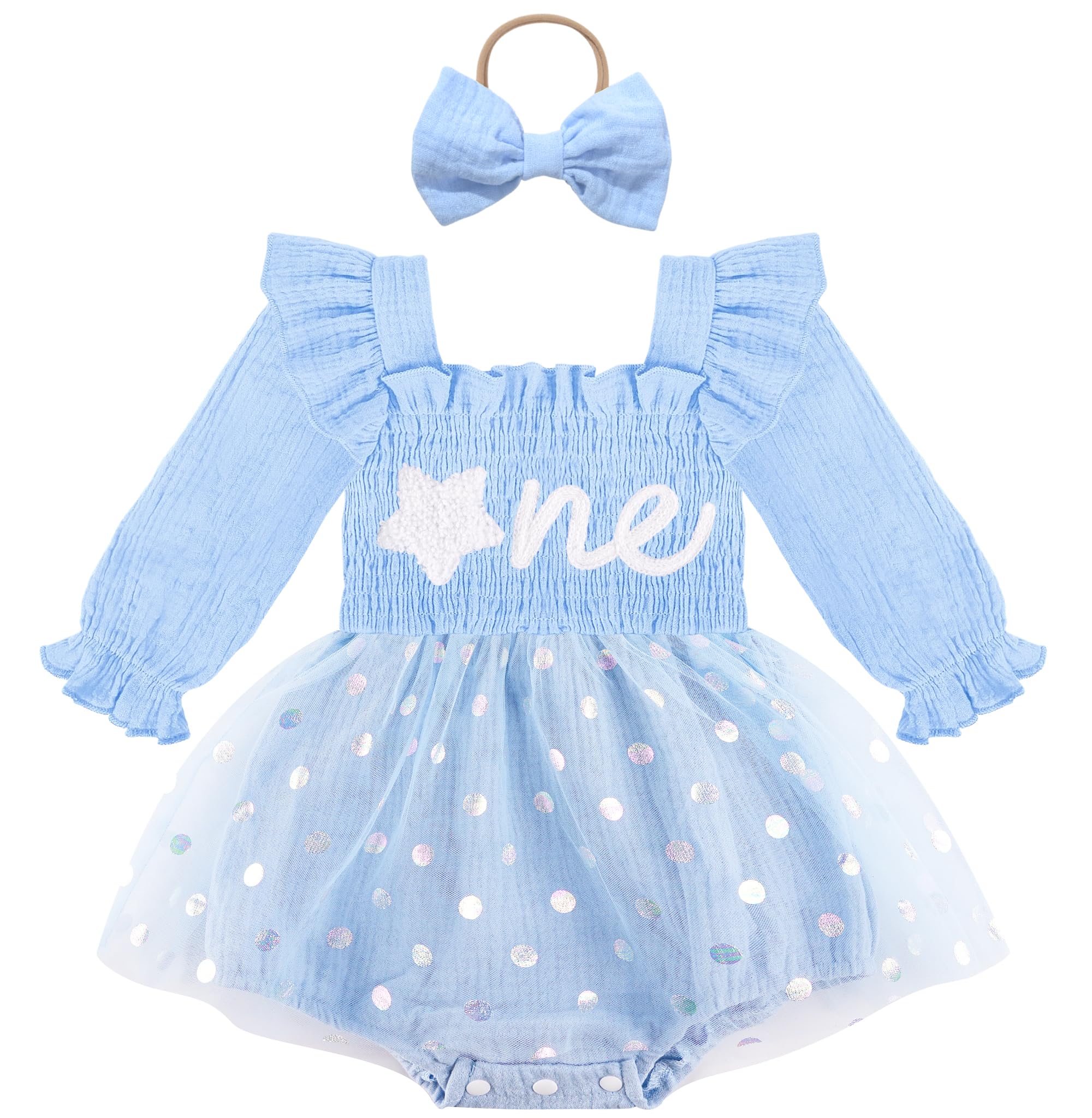HONGTEYA Baby Girl 1st Birthday Outfit First Romper Tulle Dress Gifts