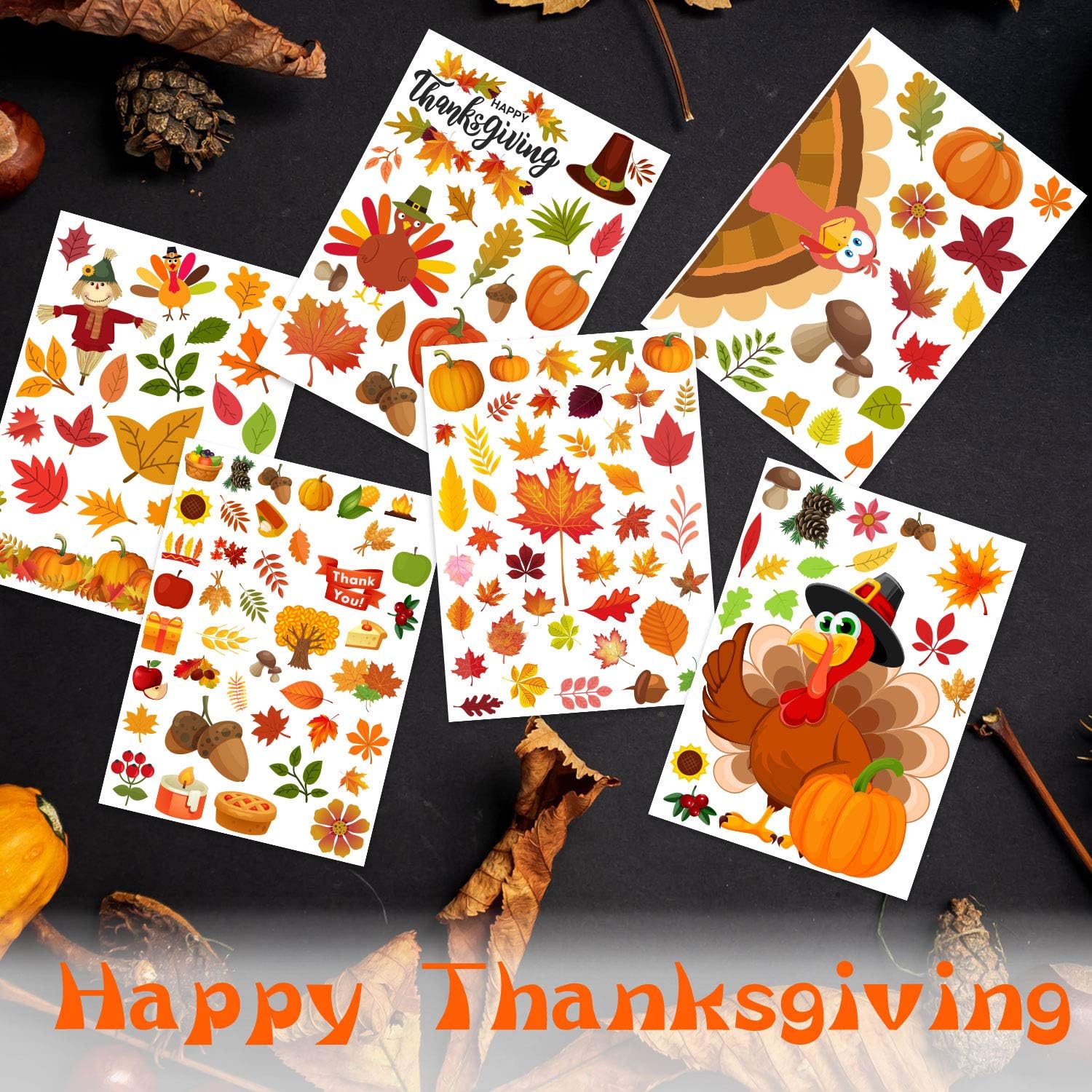 Funnlot Fall Window Clings 158PCS Thanksgiving Window Clings Fall Window Clings for Glass Windows Fall Window Decor for Offices Autumn Leaves Turkey Window Clings Home School Office