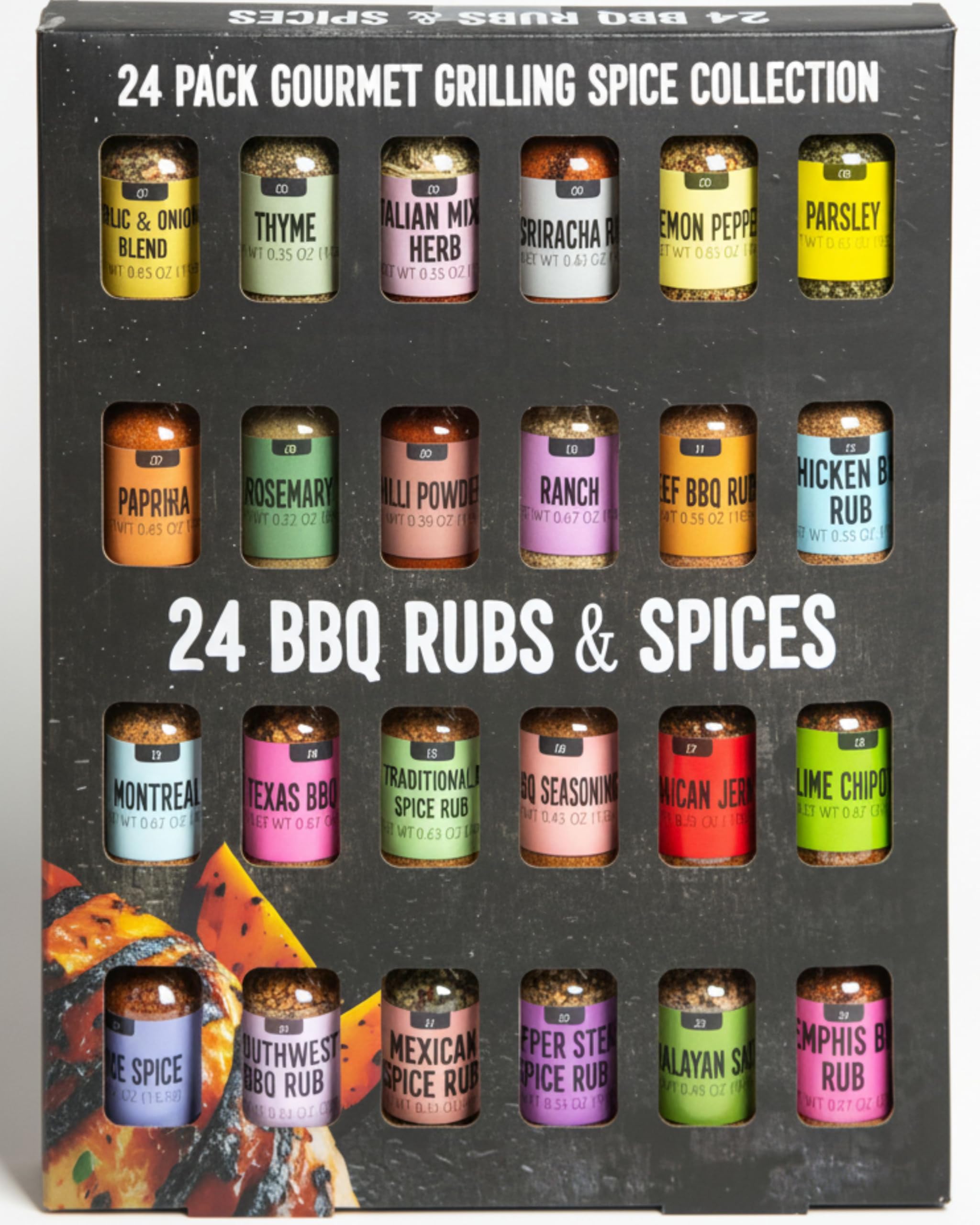 24x Rubs Spices for Cooking | BBQ Gifts for Men | Herbs, Spices & Seasonings| Christmas Gifts for Men | Cooking Gifts for Men Women Presents| Spice Gift Set | Chef Gifts | House Warming Gifts New Home