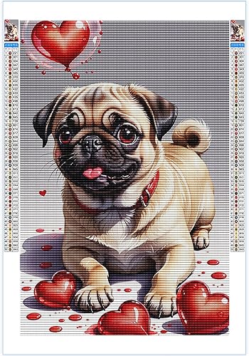 Miniatura 9 de Kits de pintura de diamantes para adultos, kit de arte de diamantes de corazón rojo 5D, lindos animales, taladro completo, redondo, cristal, puntos