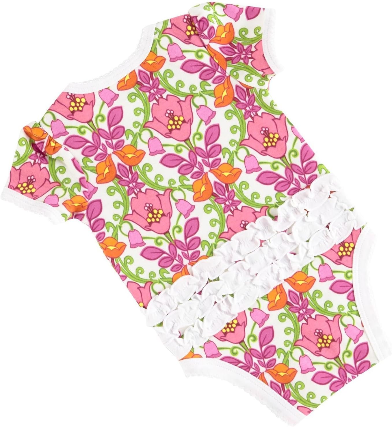 Vera Bradley Baby Girls Short Sleeve Ruffle Bodysuit, Lilli Bell (6-9 Months)