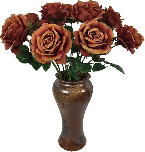 Miniatura 218 de ATFL 12 rosas artificiales de seda con flores de color rosa, rosas artificiales a granel, diámetro floral de 4 pulgadas, rosa artificial de seda