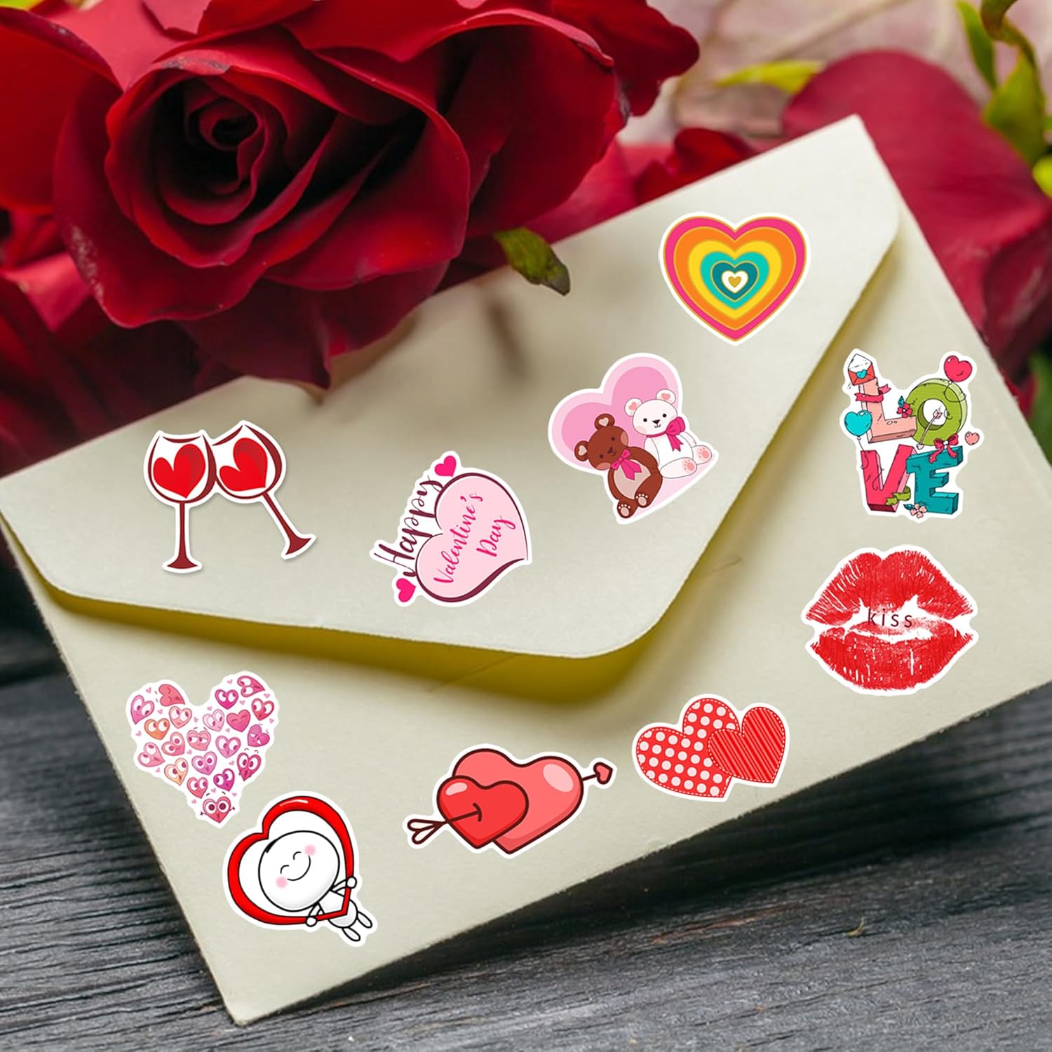 XZENTIRA, 103 Pcs Valentines Day Stickers, Love Stickers, Waterproof Vinyl for Water Bottle, Laptop, Gifts, Skateboard, Valentine's Day Wall, Window Decorations, Party Decorations