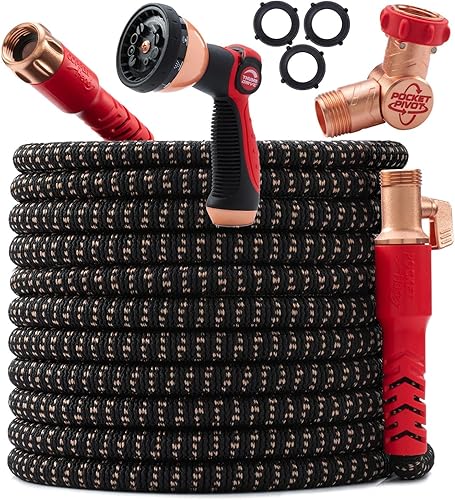 Pocket Hose Cabezal de cobre con manguera de jardín expandible de 150 pies, como se ve en la televisión, gira 360°, tubo avanzado Tri-Tex y chaqueta