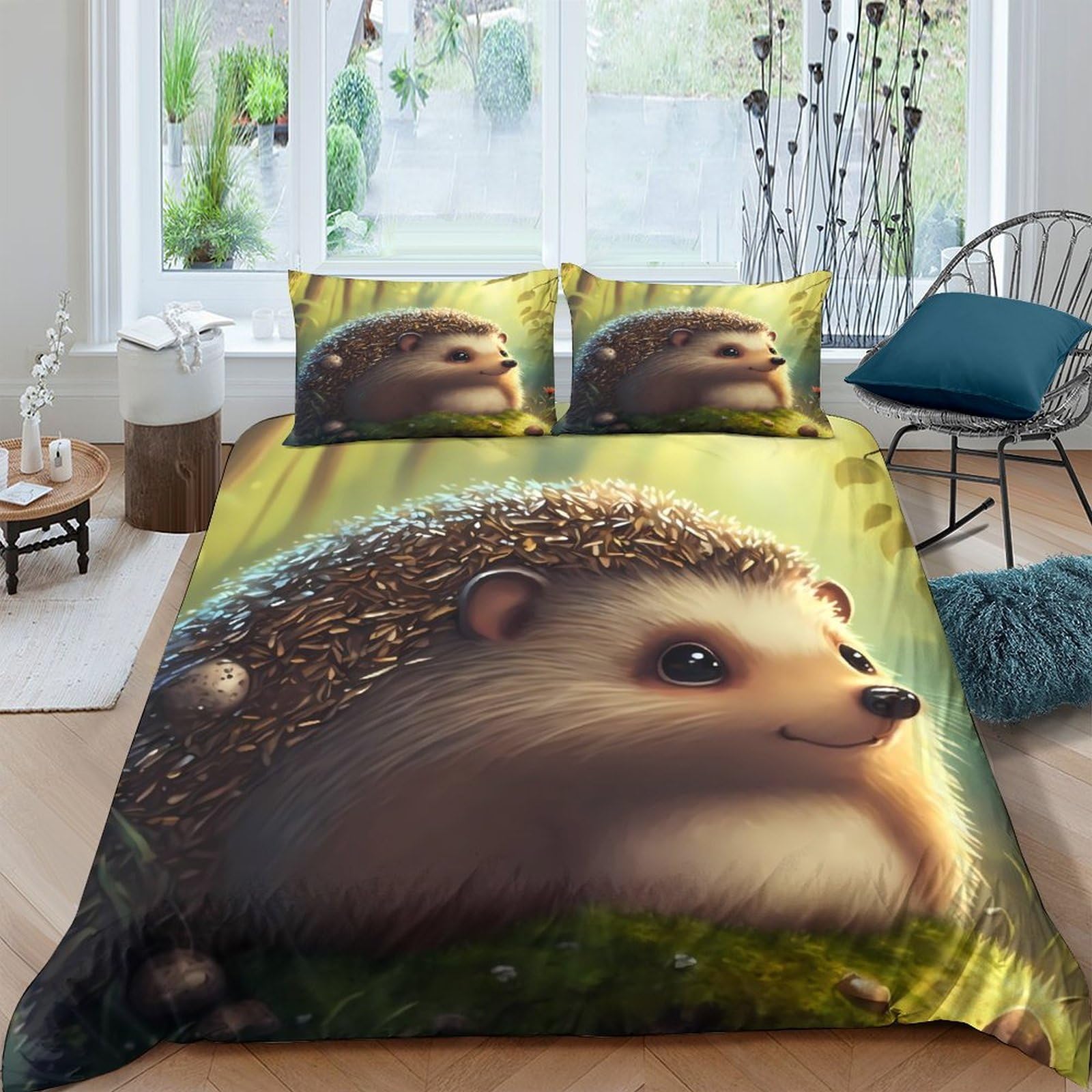 Ctjqhvkz Style-9 3D Printed Hedgehog Forest Fitted Sheet Microfiber Soft Anti-Slip Bed Sheet For Bedroom Guest Room Mattress Decor Single（135X200cm）
