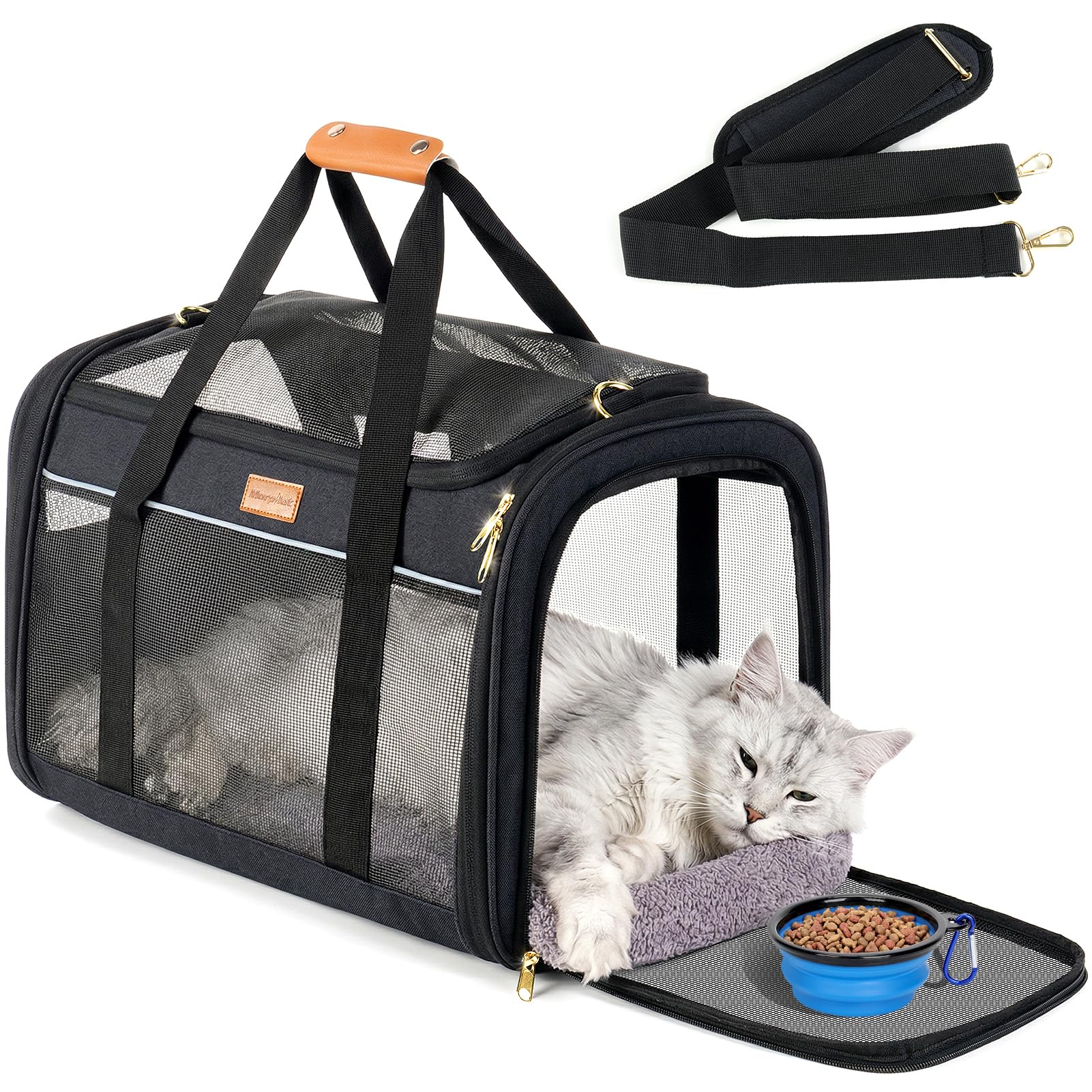 Morpilot Large Pet Carrier Bag, 51×33×33cm Breathable Carry Bag with Washable Cushion, Anti-collapse Travel Handbag for Cats Small Dogs, Perfect for Car Rides Train Trips & Vet Visits