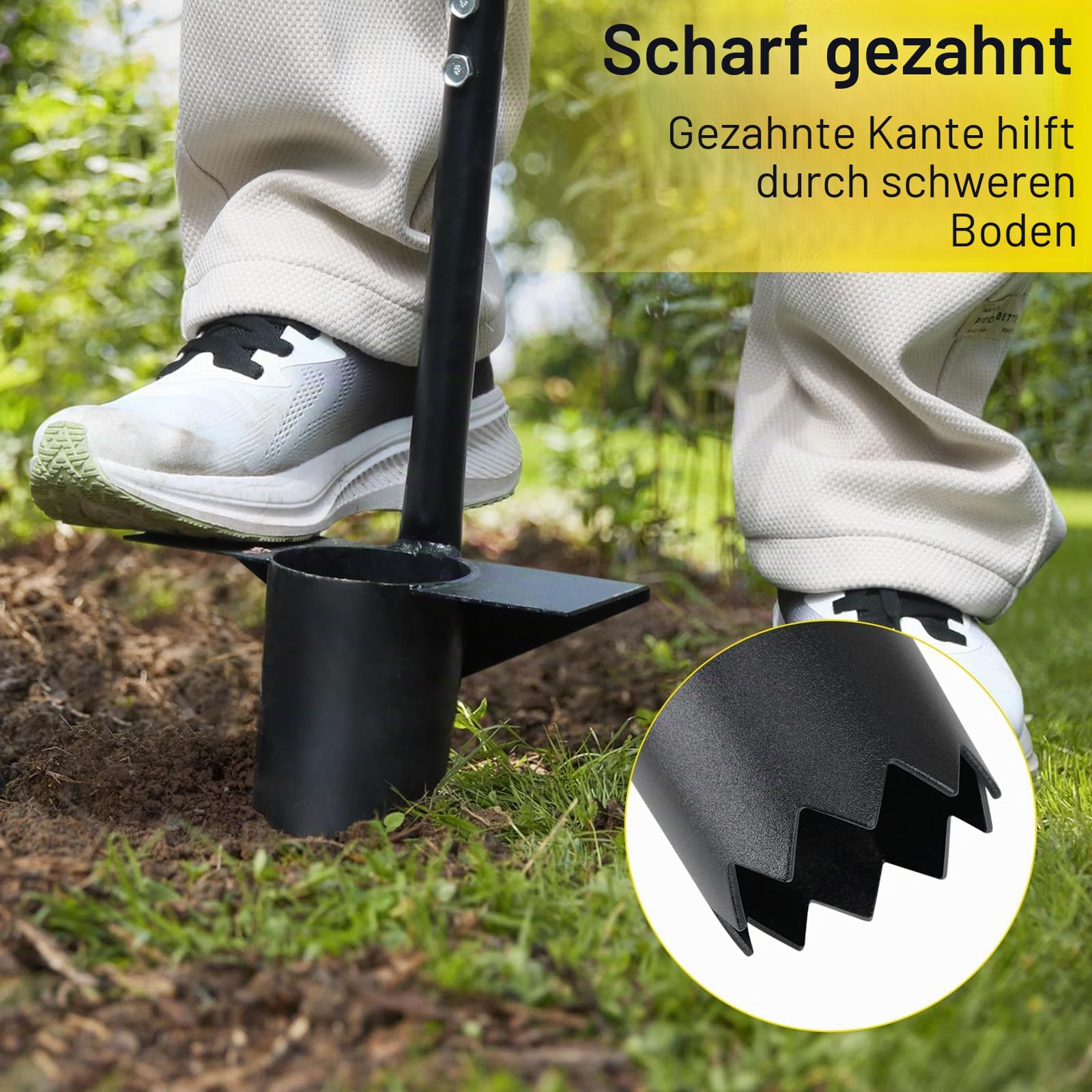Jardineer 2-teiliges Blumenzwiebelpflanzer-Set, mit langem Griff & gezacktem Boden, Zwiebelpflanzer｜Blumenzwiebel Stecher｜Blumenzwiebel-Pflanzwerkzeug, zum Graben, Erdeproben & Umpflanzen