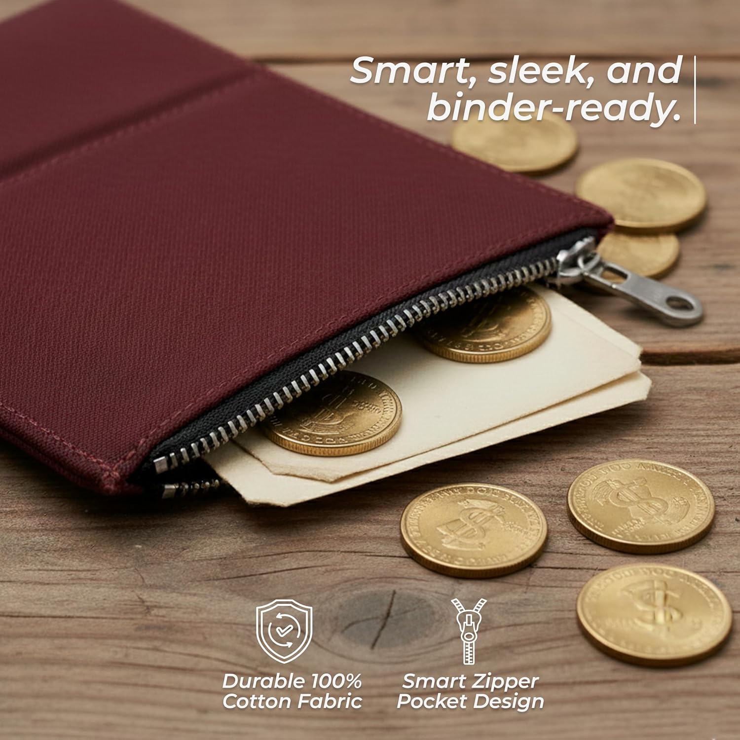 Wanderings Zipper Case Card Sleeve Holder Travelers Journal Accessory for Refillable Travel Journals - Pocket/Passport Size - 3.5" x 5" - Durable 100% Cotton Fabric Planner Accessories