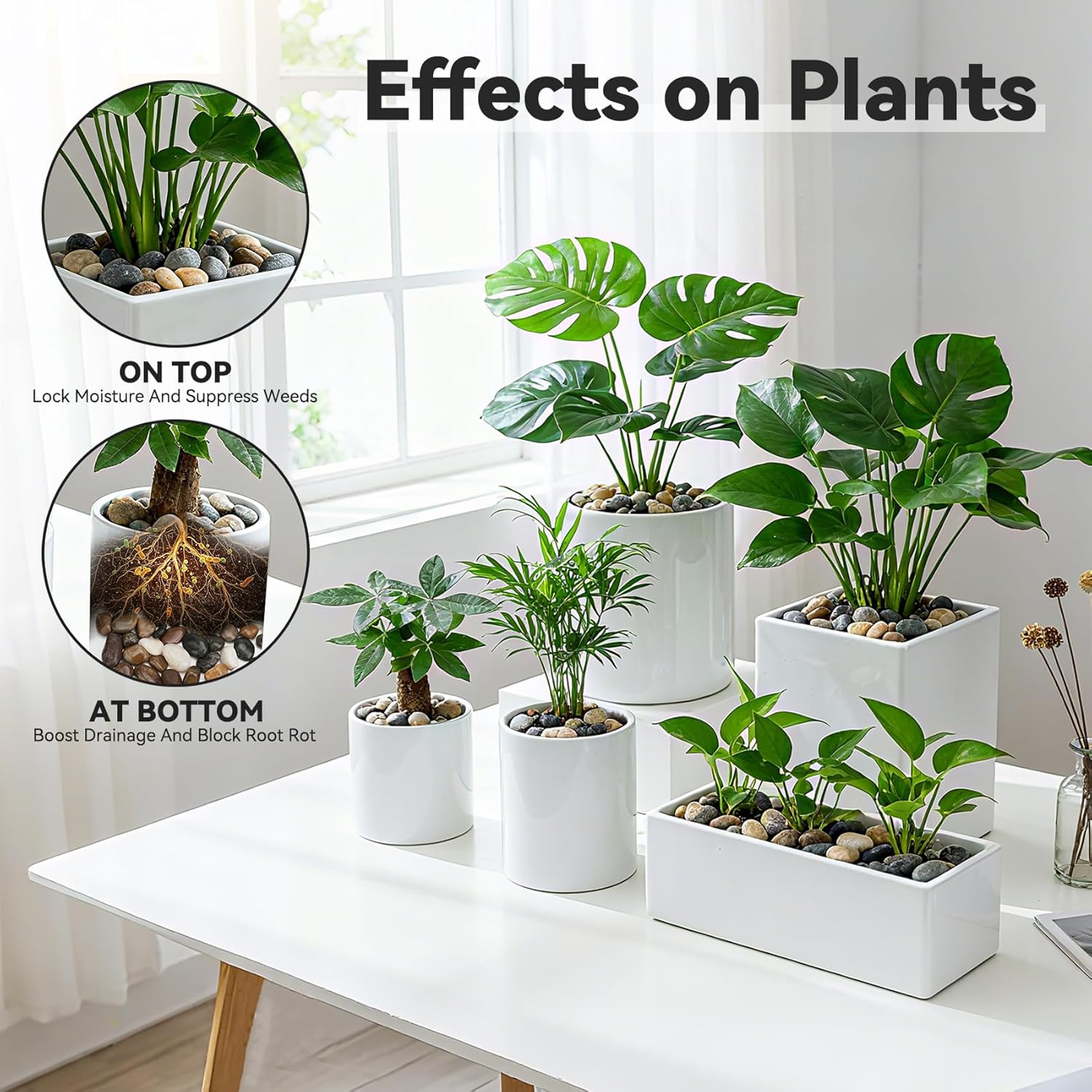 Onlyfire 10lb Polished Pebbles, 1" Natural Decorative Mixed Color River Rocks Aquarium Gravel Stones for Landscaping, Indoor Plants, Vase, Succulent, Fish Tank