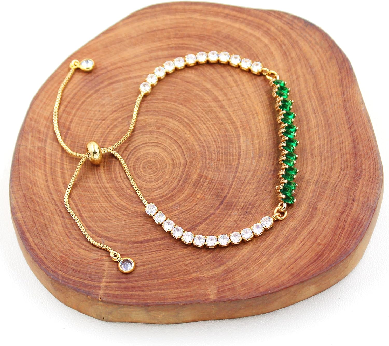 Rectangle & Round CZ Crystal Tennis Bracelet Adjustable Slider Chain Cubic Zirconia Eternity Trendy Bolo Tennis Jewelry Gift for Women - Image 4