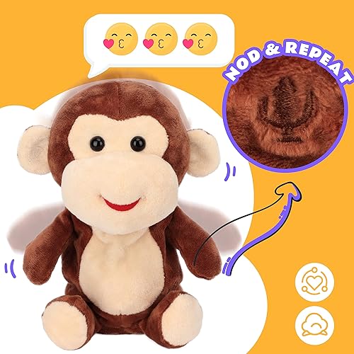 Miniatura 8 de Easfan Talking Monkey Repeat What You Say - Peluche eléctrico de peluche divertido interactivo para hablar, regalos de cumpleaños para niños