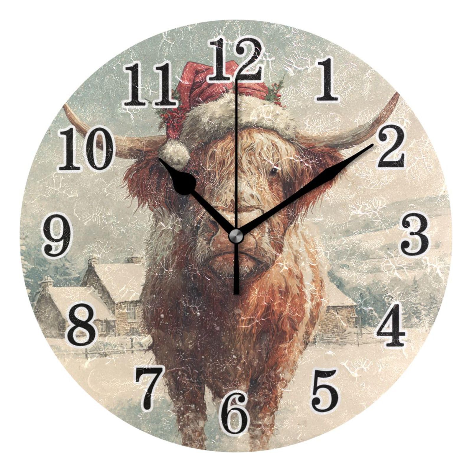 Noël de la vache des highlands horloge murale 25cm cadeau idéal salon