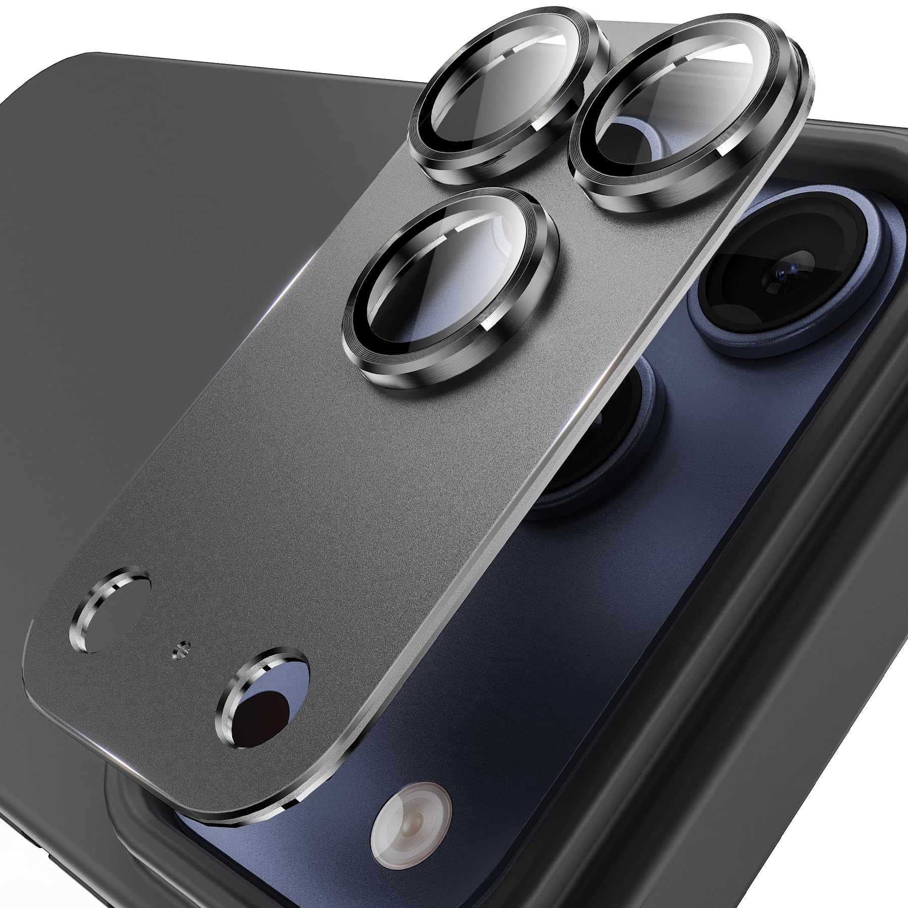YWXTW Designed for iPhone 17 Pro Camera Lens Protector, [1:1 Perfect Fit] Full Coverage Matte Metal Tempered Glass Camera Screen Cover Accessories, Case Friendly (Black, iPhone 17 Pro)