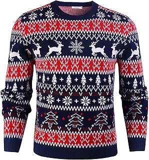 iClosam Men\'s Christmas Jumpers Sweater Long Sleeve Pullover Unisex Novelty Casual Knitwear Top