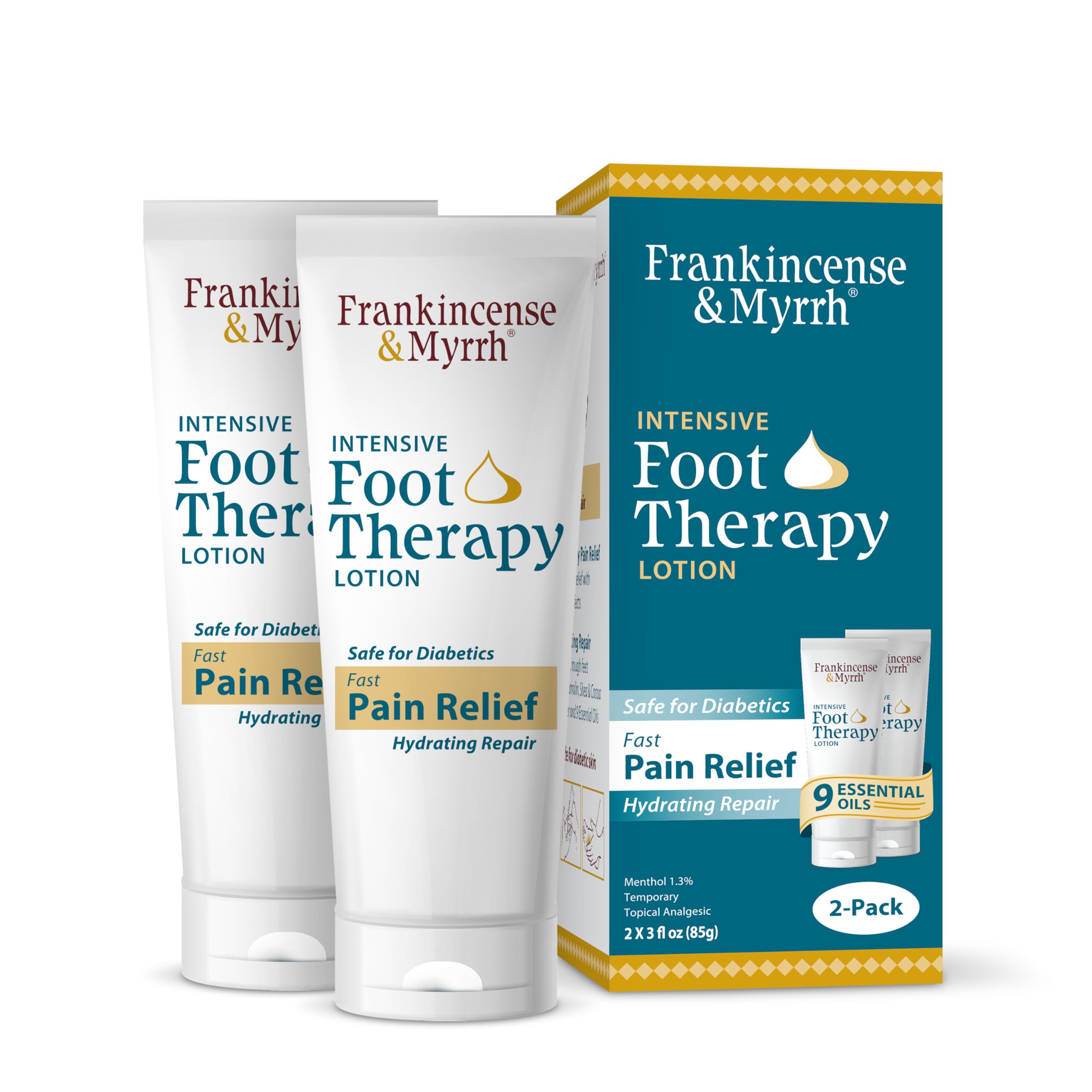 Frankincense and Myrrh Foot Pain Relief Cream - Intensive Foot Therapy Lotion - Diabetic Nerve Pain Relief Cream | Restless Leg Syndrome | Frankincense Essential Oil, 3 Ounce (2-Pack)