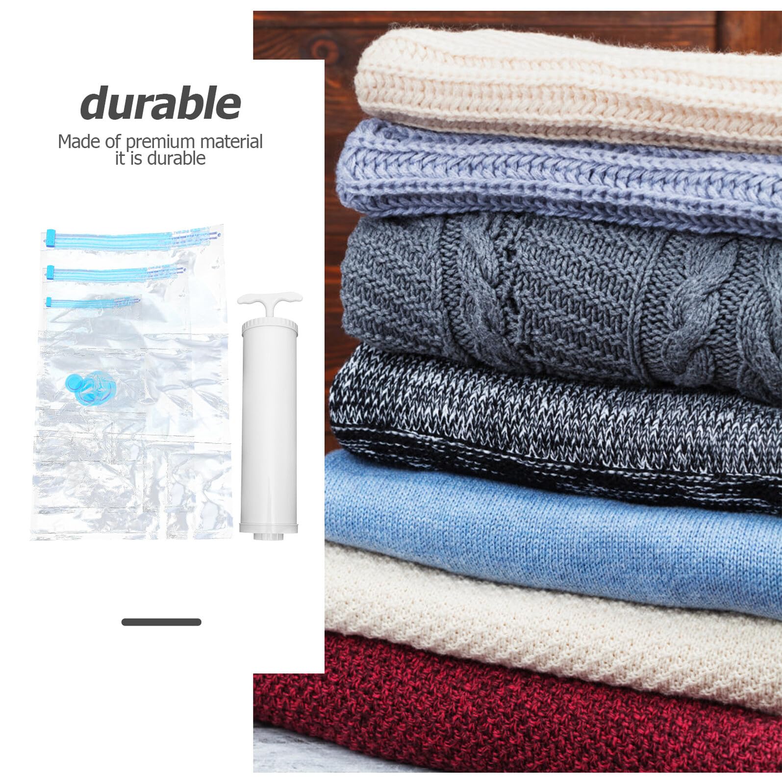 Compresión al Vacío Reutilizables con Bomba Manual Bolsas de Almacenamiento para Ropa Edredones y Mantas Ahorro de Espacio hasta para Viajes y Hogar