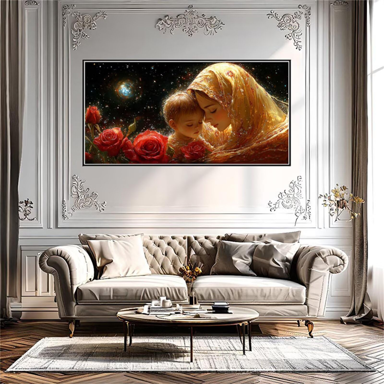 Abstrait Peinture Numero Adulte, DIY Peinture par Numéro Femme Paint by Numbers d'art Loisirs Créatifs Adultes, Pigment Acrylique Toile Artisanat Kit, Murale Maison Cadeaux 80x160cm Sans Cadre k-541