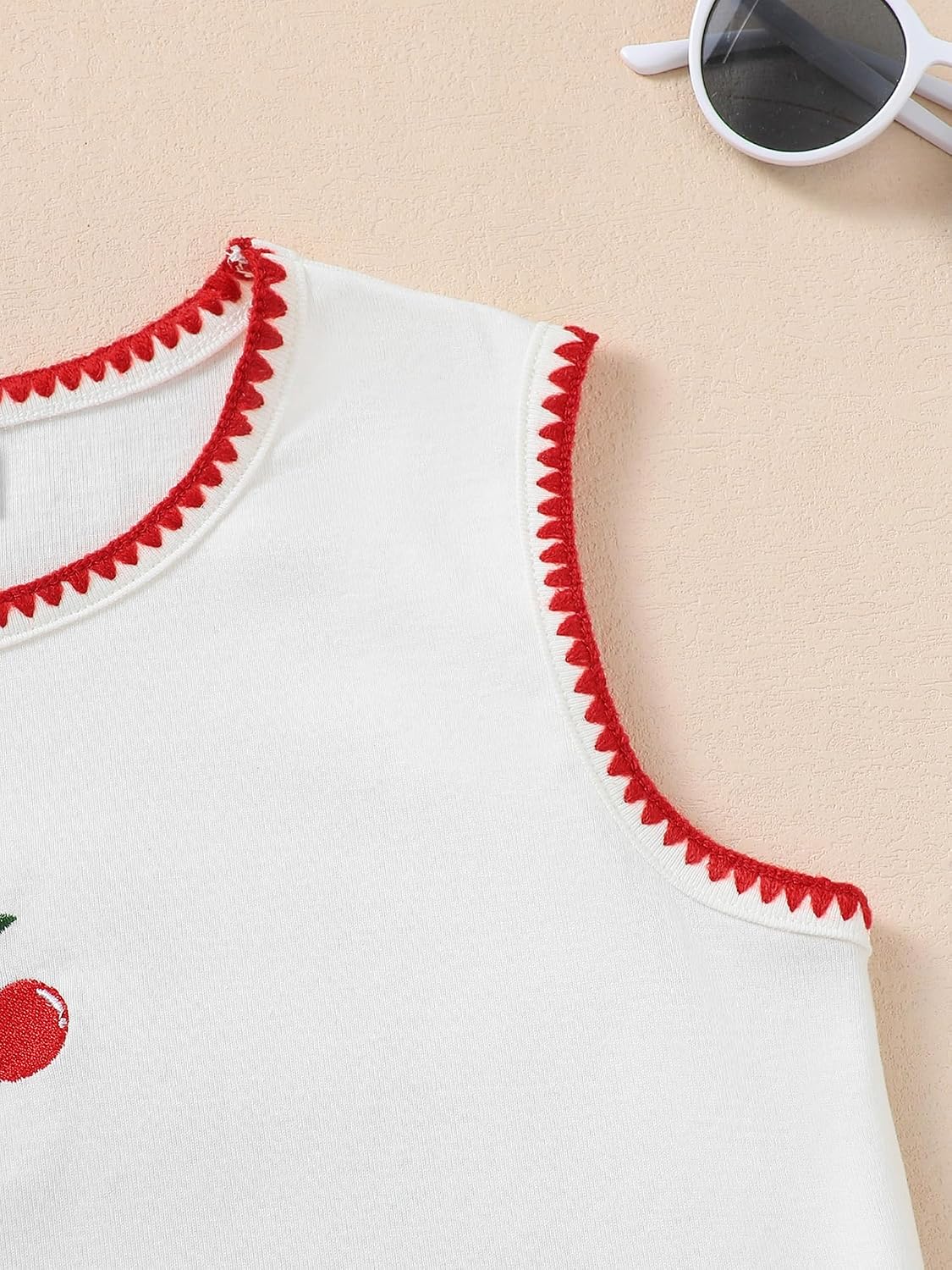 Hilinker Girls Cute Cherry Embroidered Tank Tops Sleeveless Summer Casual Shirts