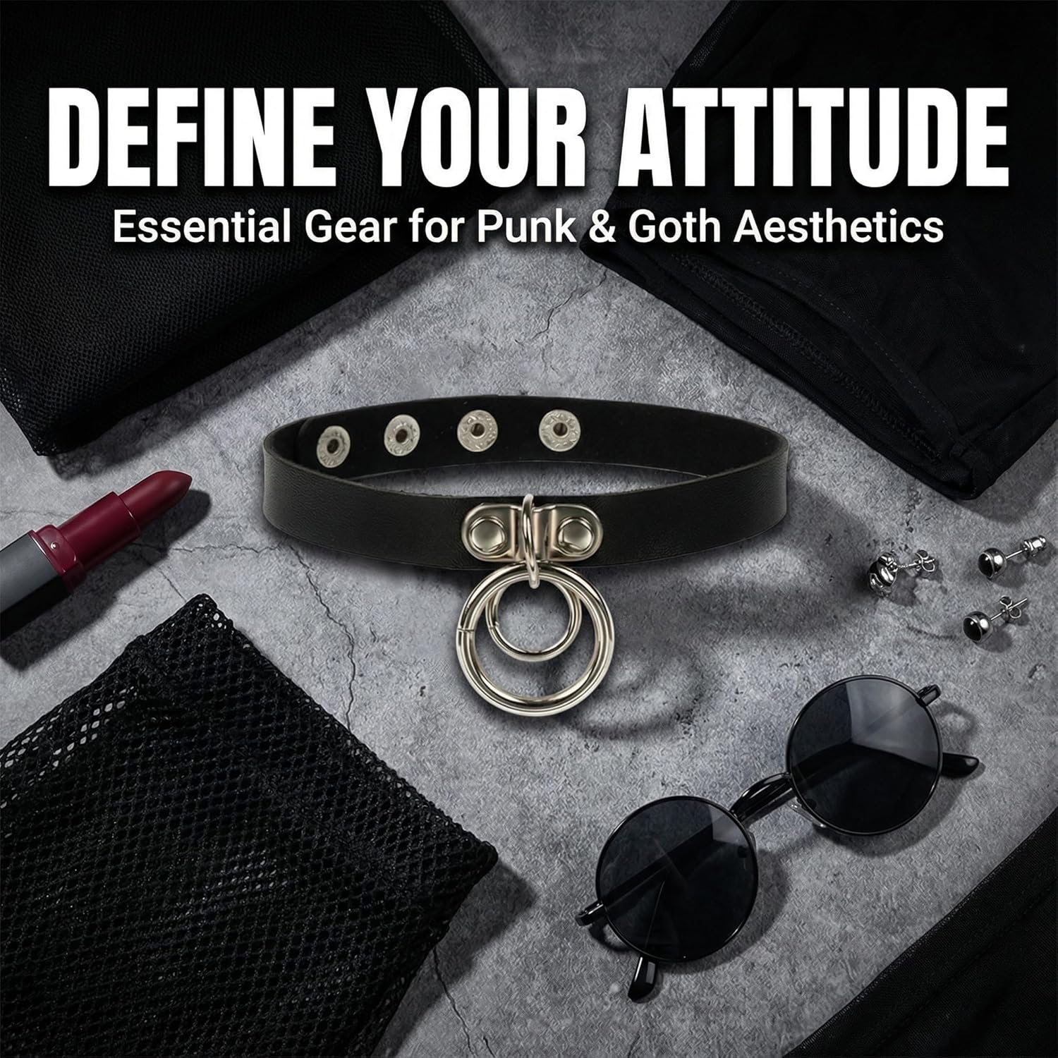 Gothic Choker Necklace Black Geometric Leather Collar Necklace Fashion Punk Jewelry for Women - Image 3