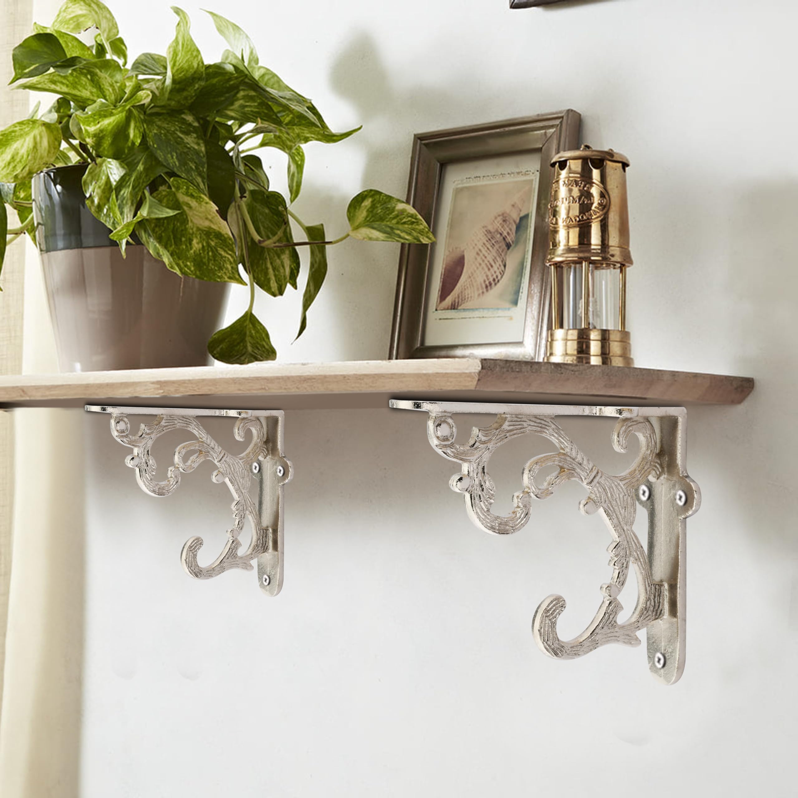 Metal Handcrafted Shelf Bracket for Floating Shelves L Angle Decorative L Shaped Corner Brace Joint Heavy Duty Wall Mounted Shelf Supporter Corner Brace Holder (Pack of 2, Silver) (B0CZN8ZDGW) Amazon Price History, Amazon Price Tracker