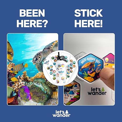 Miniatura 7 de LET'S WANDER World Explorer Adventure - Botella de agua con 50 calcomanías impermeables, 32 onzas, de acero inoxidable aislado a prueba de fugas con