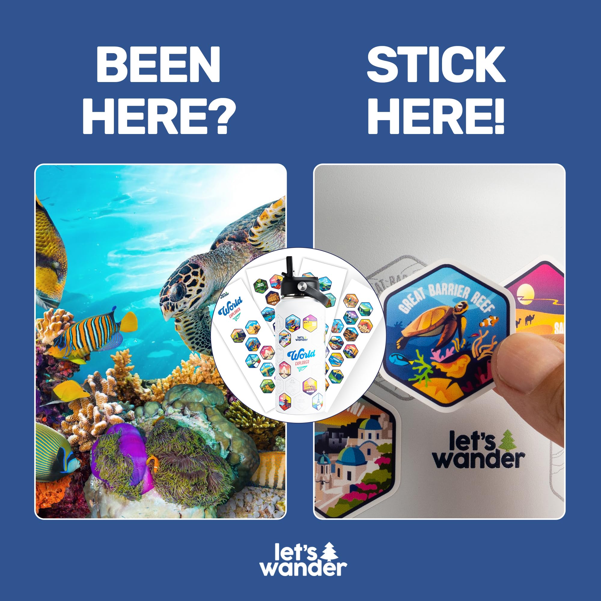 LET'S WANDER World Adventure Stickers Set of 50, Designed for The World Explorer Water Bottle - Image 4