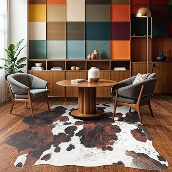 Amazon | Guzareuu フェイク牛革ラグ - 牛柄ウエスタンエリアラグ、5.2