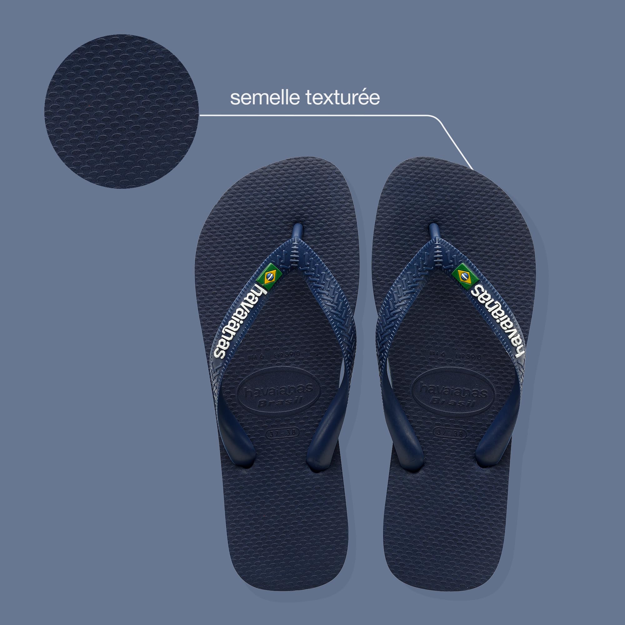 Havaianas - Brasil, Tongs Classiques, Confortables et Durables, Hommage à la Coupe du Monde 1998, Lanières avec le Drapeau du Brésil, Semelle Antidérapante aux Couleurs du Brésil, Adultes Unisexe