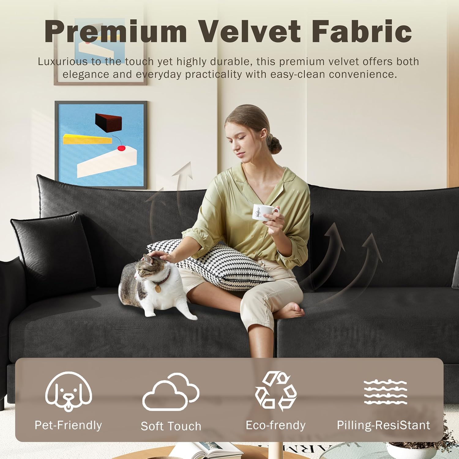 Eafurn 82" Oversized Loveseat Convertible Pull Out Sleeper Sofa Couch Bed King Size, 3-in-1 Sleeper Loveseat Sofa Lounge Chaise with Pull Out Bed and Curved Armrest | Removable Cushions