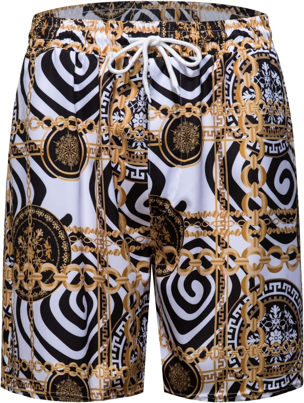 Mens Luxury Outfit Set Black Gold Shirts And Shorts 2 Piece Tracksuit Set Baroque Button Down Suit with Bucket Hats - Image 4