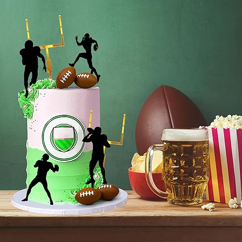 Miniatura 4 de 24 piezas de decoración de pasteles de fútbol para jugadores de pelota de rugby para fiesta de cumpleaños temática de fútbol, suministros de fiesta