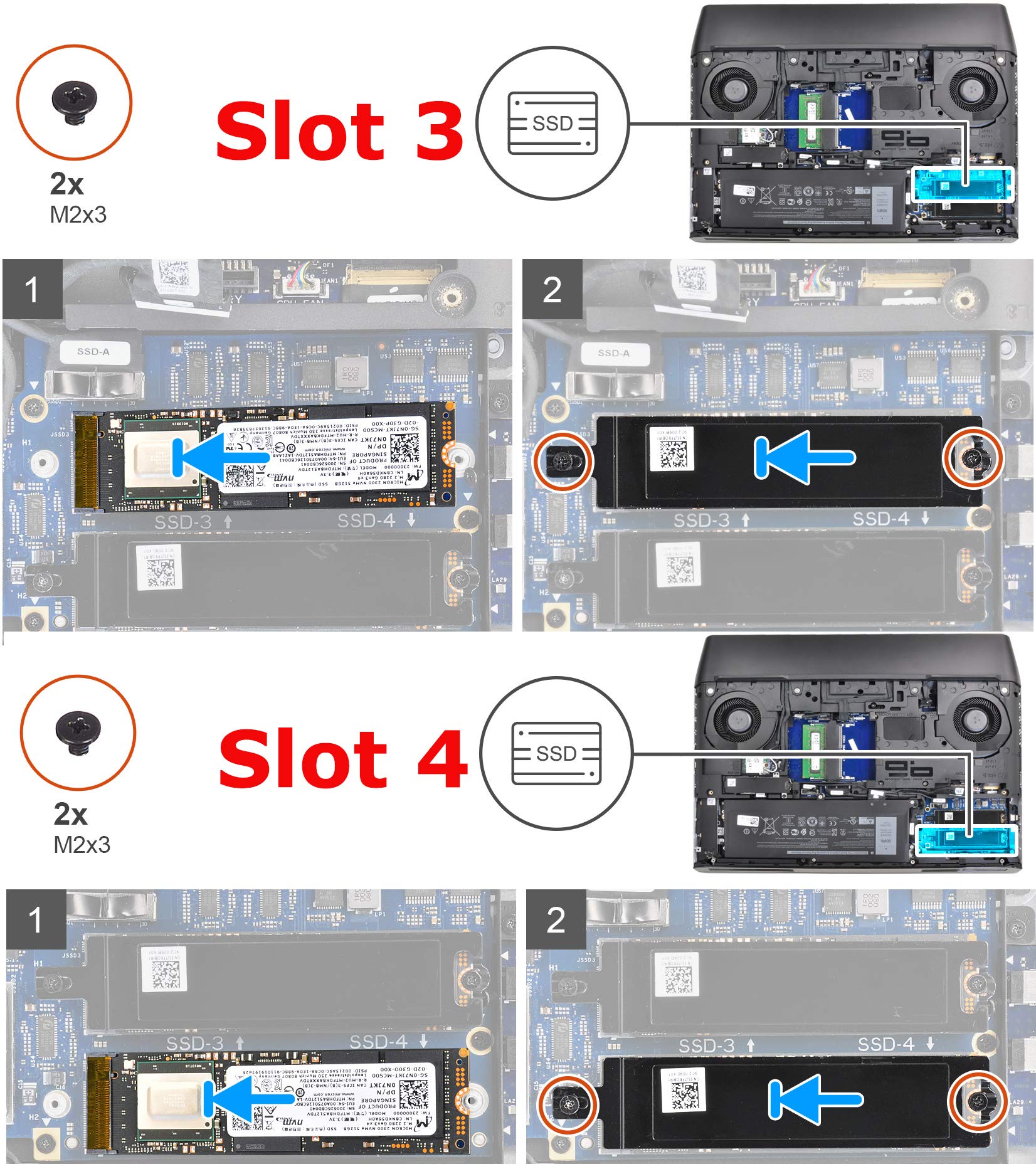 Deal4GO 2280 M.2 SSD Heatsink Hard Drive Cover Heat Shield Fits Slot Three/Four for Dell Alienware Area-51m R2 03JTF8 3JTF8