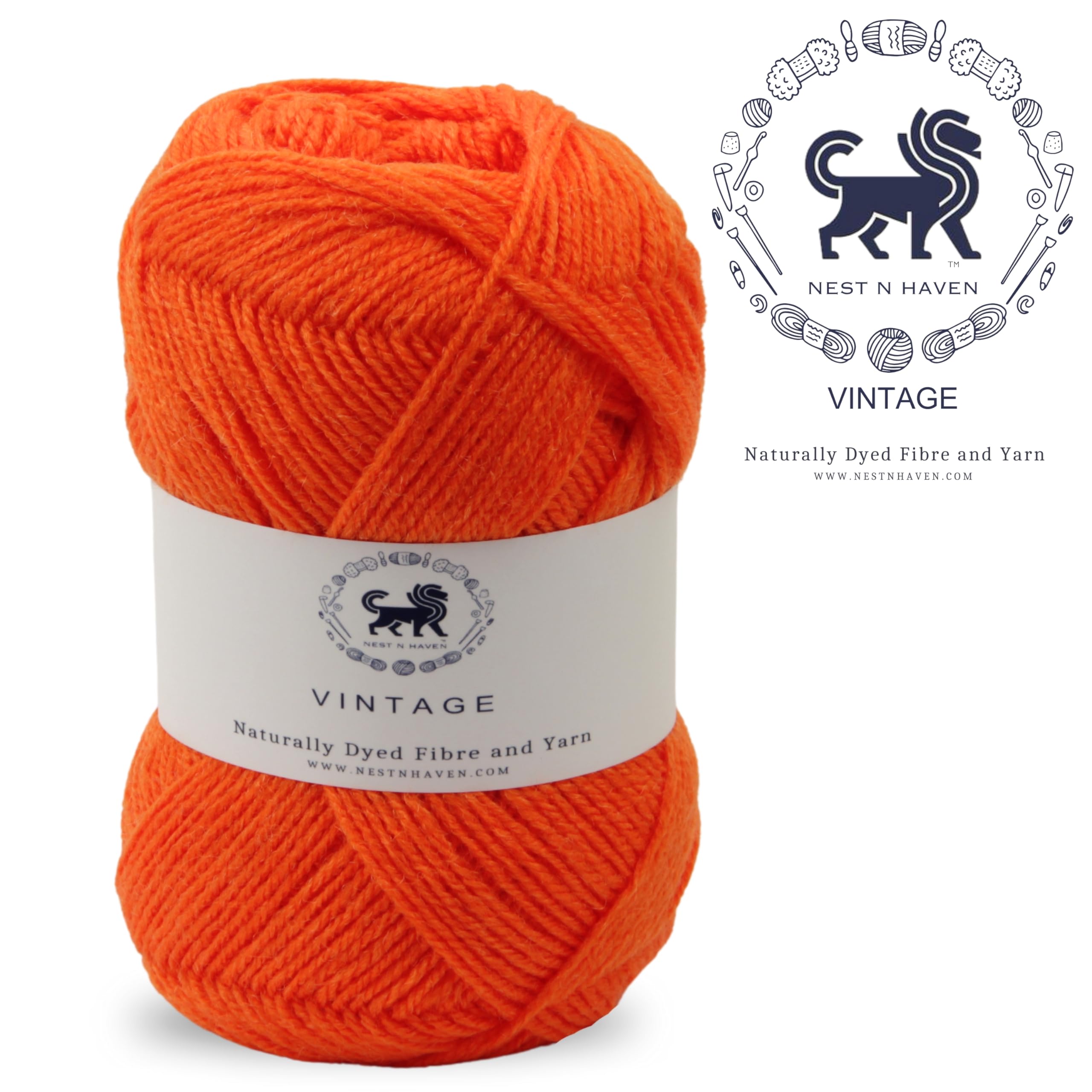 Vintage Wool Yarn - Orange - 100gms -2 Vintage Wool Yarn - Orange - 100gms -2