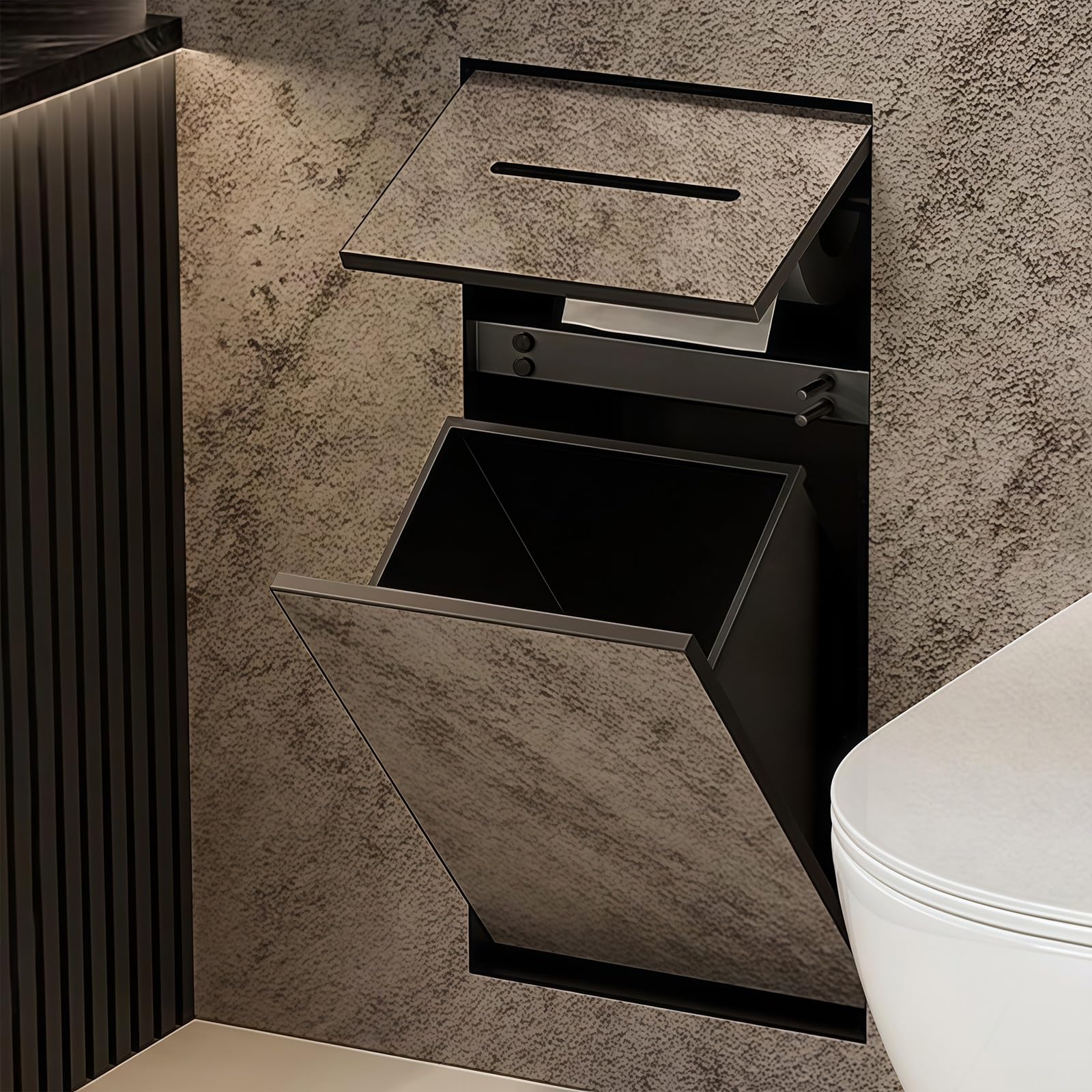 Pattumiera da incasso a parete, impermeabile, per bagno, cucina, lavanderia, salvaspazio, discreta