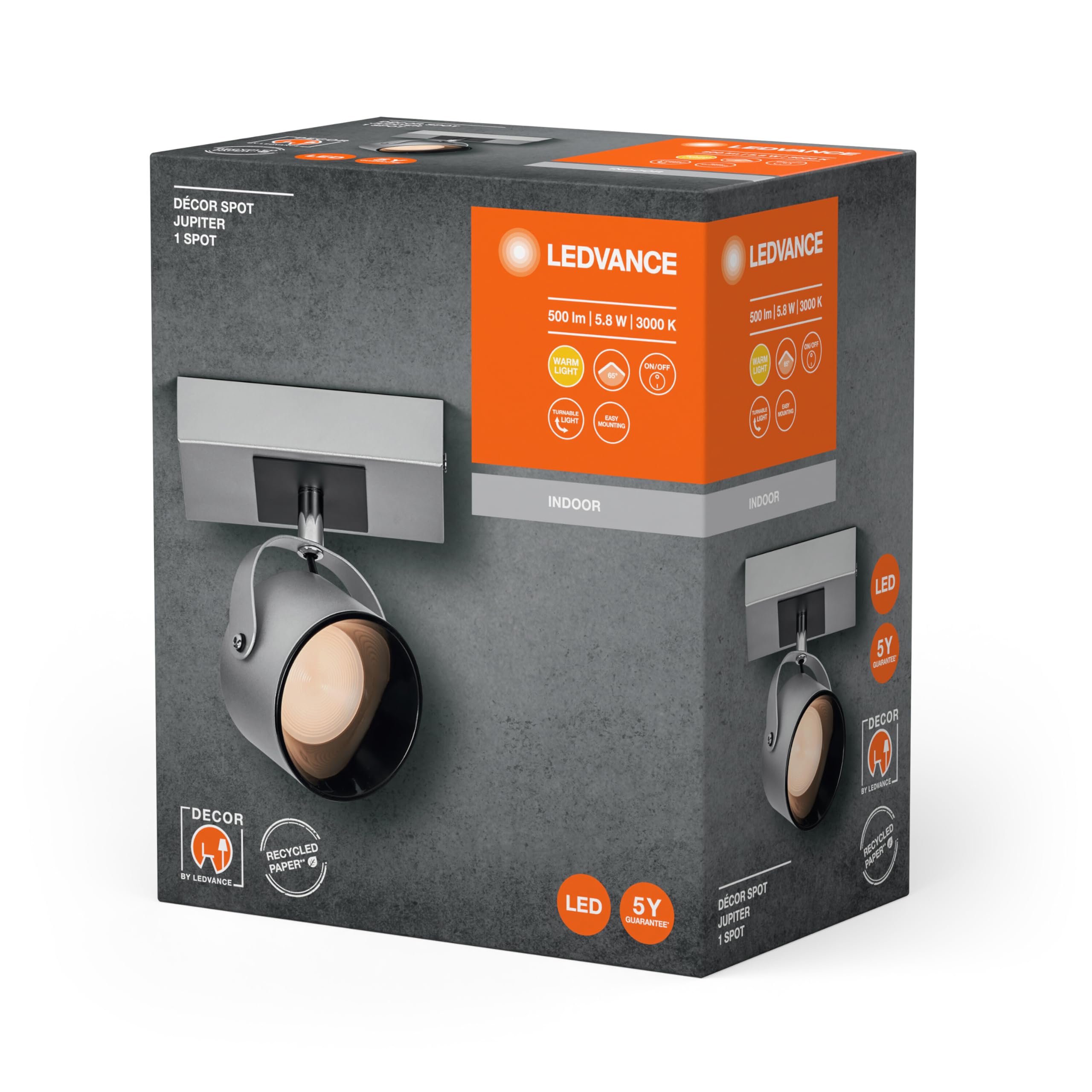 LEDVANCE Decor Spot Jupiter 130mm 5,8w 830siledv, 5,8 W, srebrny