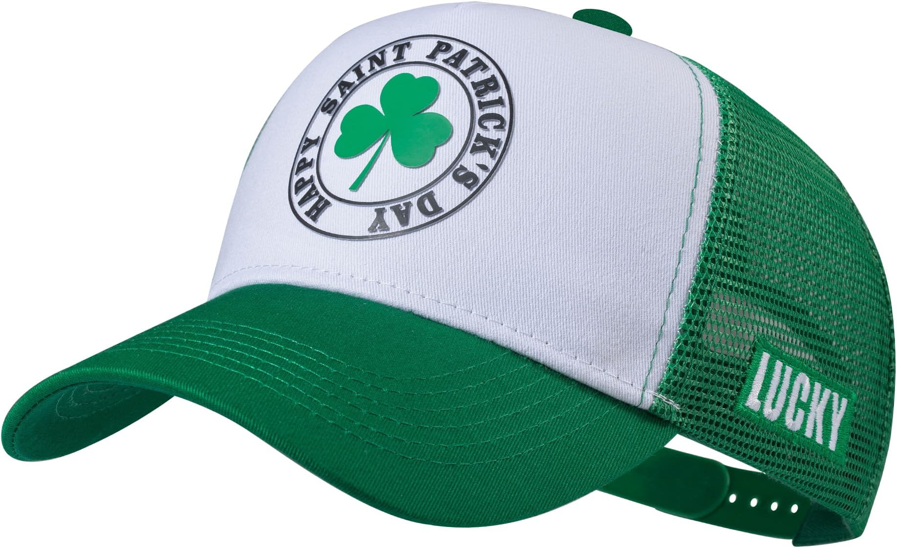 St Patrick's Day Trucker Hat, Irish Green Baseball Cap for Men Women, Mesh Snapback Hats, Shamrock Accessories