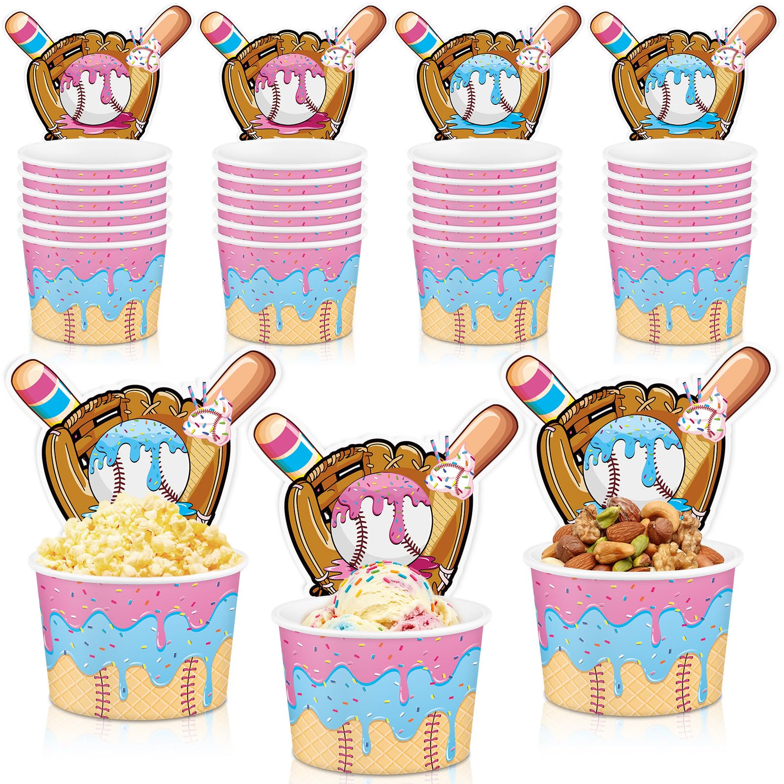 Photo 1 of Oitnlaughter Baseball Ice Cream Cups (24 Sets)