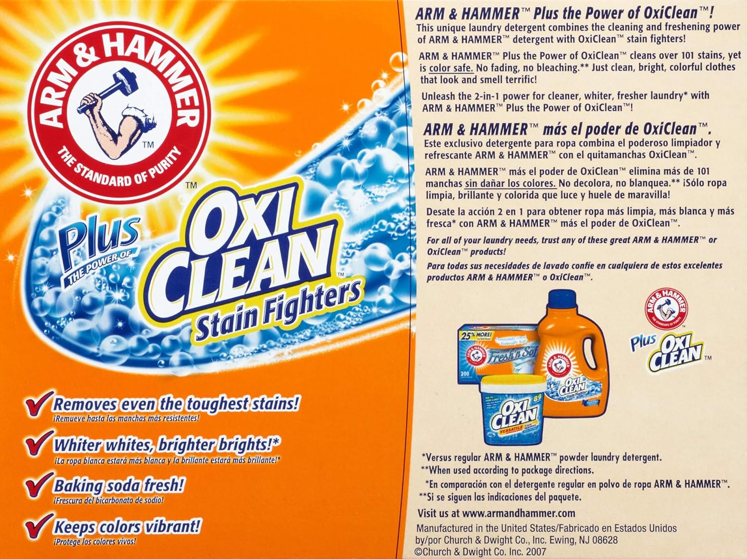 Arm & Hammer Plus OxiClean Powder Laundry Detergent, Fresh Scent, 45 Loads : Health & Household