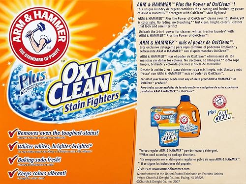 Miniatura 2 de Arm  Hammer Plus OxiClean Powder Detergente para ropa aroma fresco 45 cargas