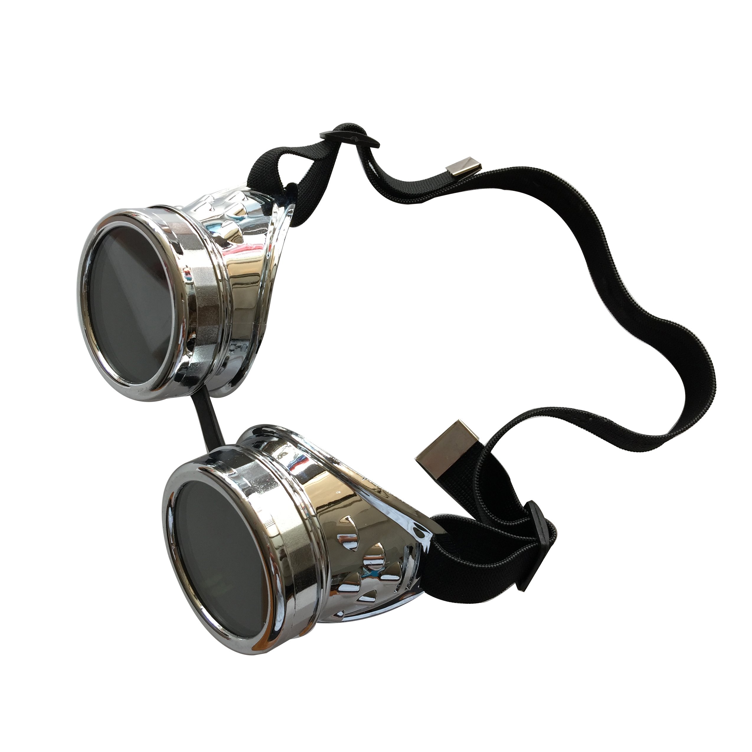 Cyber Goggles Vintage Steampunk Goggles Glasses Welding Goth Cosplay(Silver)