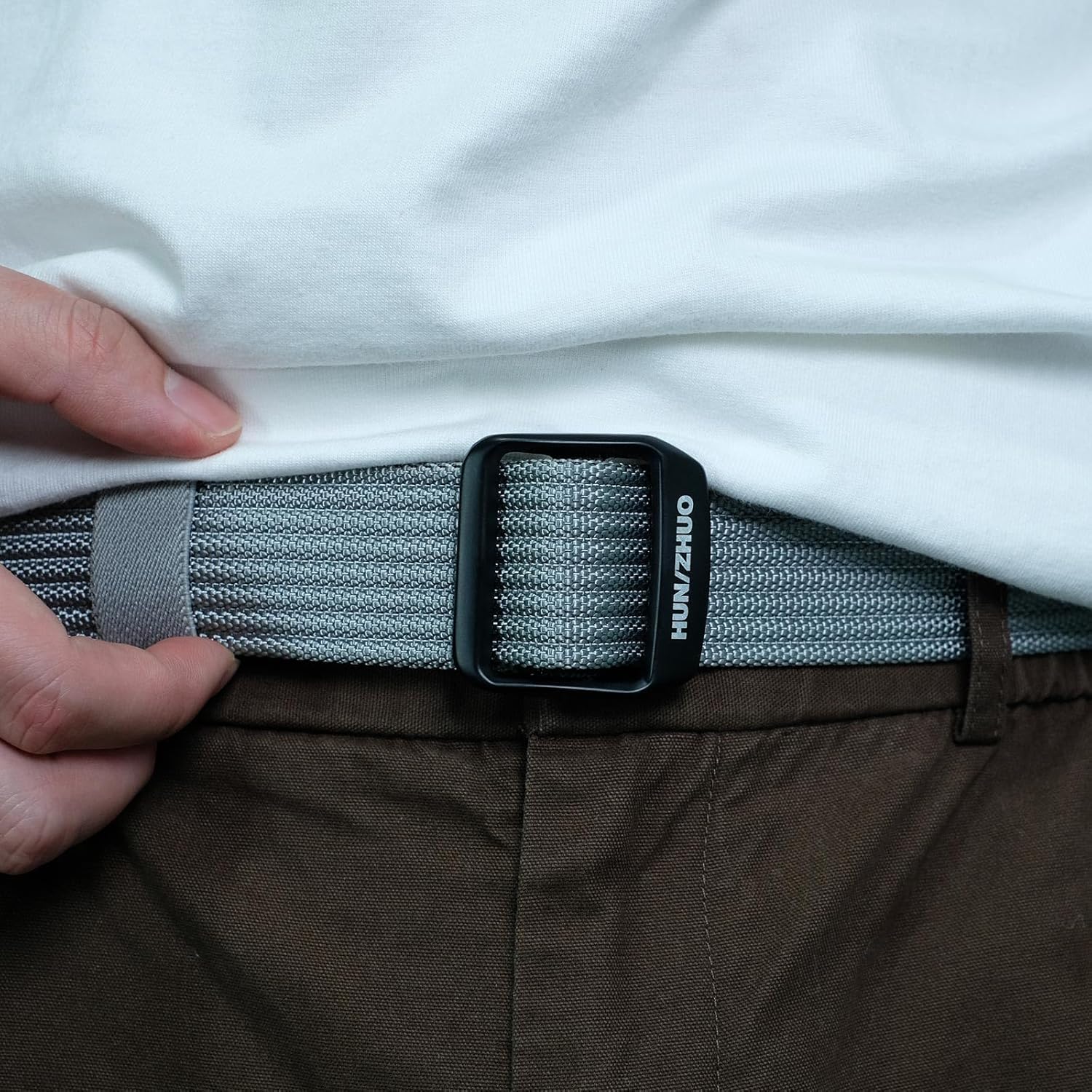 Nylon Canvas Belts for Men, Adjustable Length EDC Work Belt for Hiking Military Sports Outdoor - Image 3