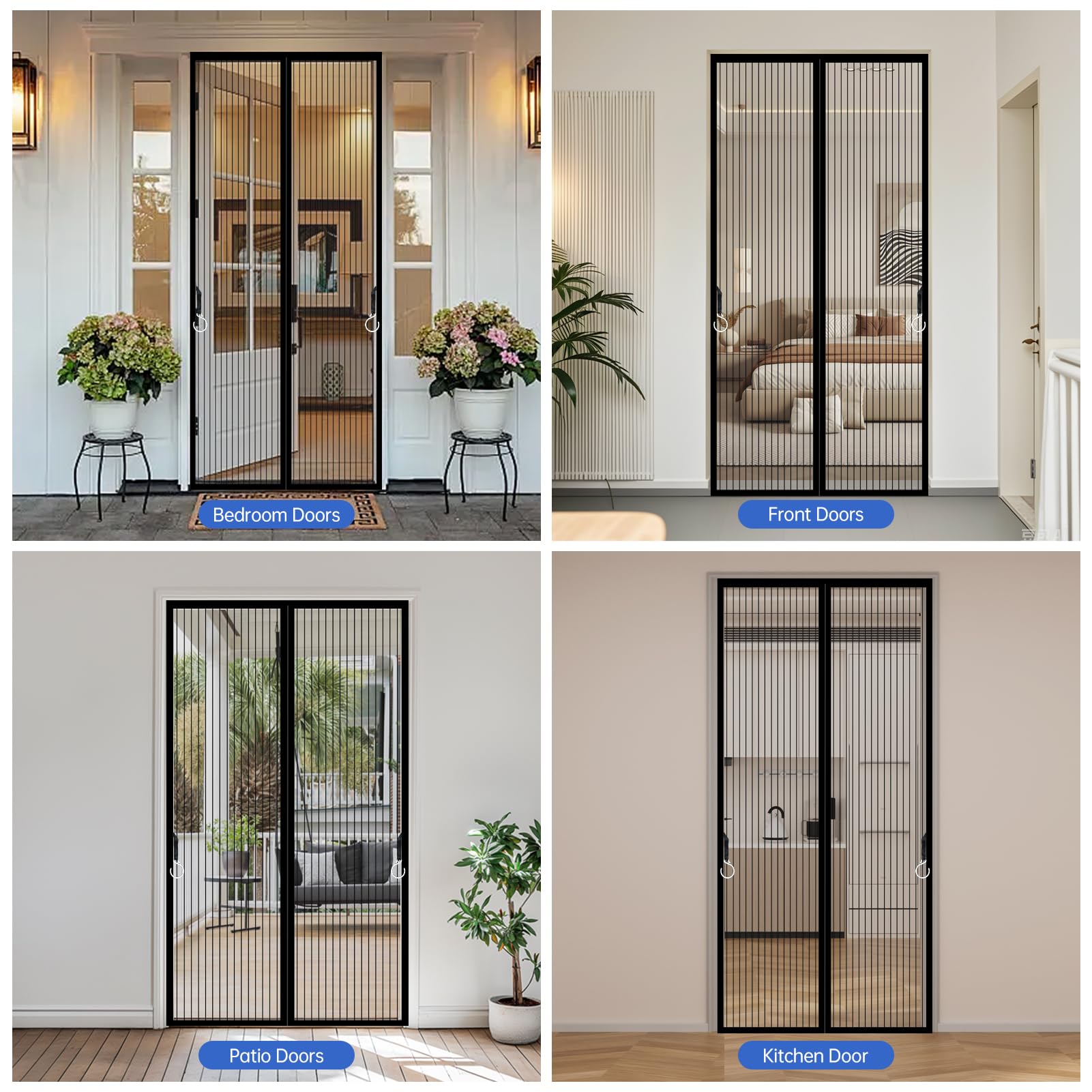 mosquitera puerta magnetica,70x200cm Puerta de Malla Corredera cortina para del Balcón Corredor Contrapuertas con Anti Mosquito Insecto Se Cierra Automáticamente-Negro