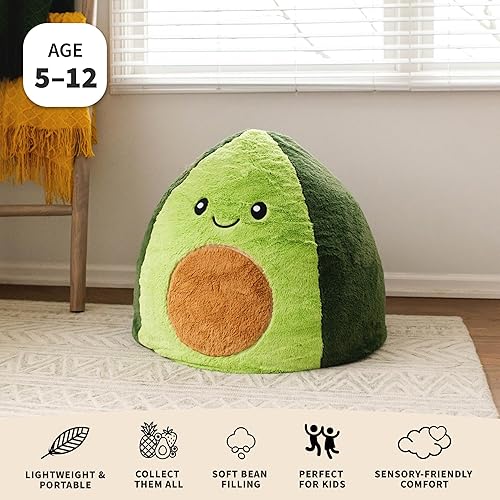 Miniatura 7 de Big Joe Avocado PlushiPals - Puf súper suave para niños, mezcla de poliéster de felpa ultrasuave, 2.5 pies recargable Avacado
