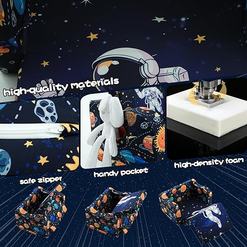 Miniatura 147 de MeMoreCool Sofá de dinosaurio para niños, silla plegable para niños pequeños, sofá cama convertible que brilla en la oscuridad, salón plegable para