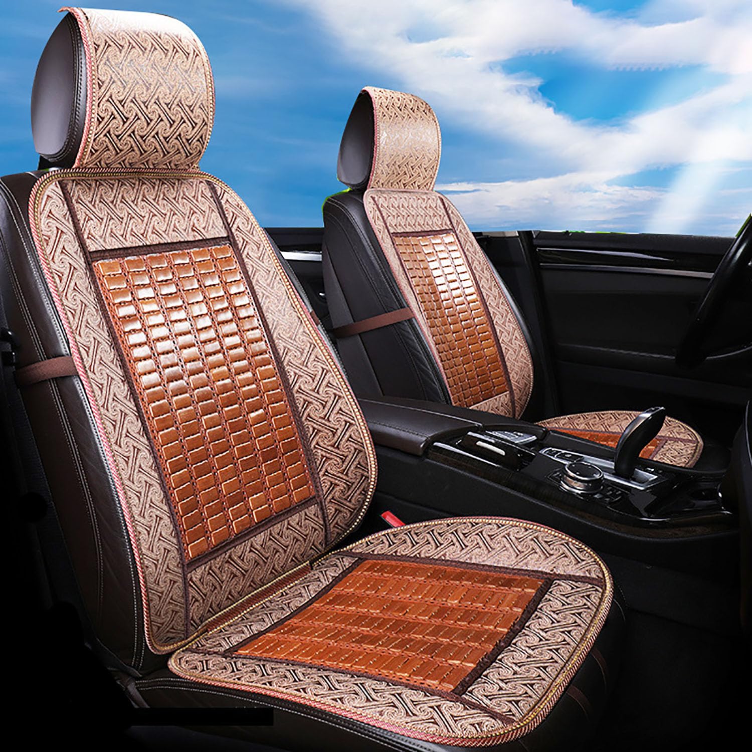 Coche Cojín del Asiento para VW Golf 5 | Golf GTE/Golf GTI/Golf GTD/Golf Clubsport,Transpirable Y Antideslizante Estera De Bambú Almohadilla De Coche De Bambú Alfombra,D-Brown
